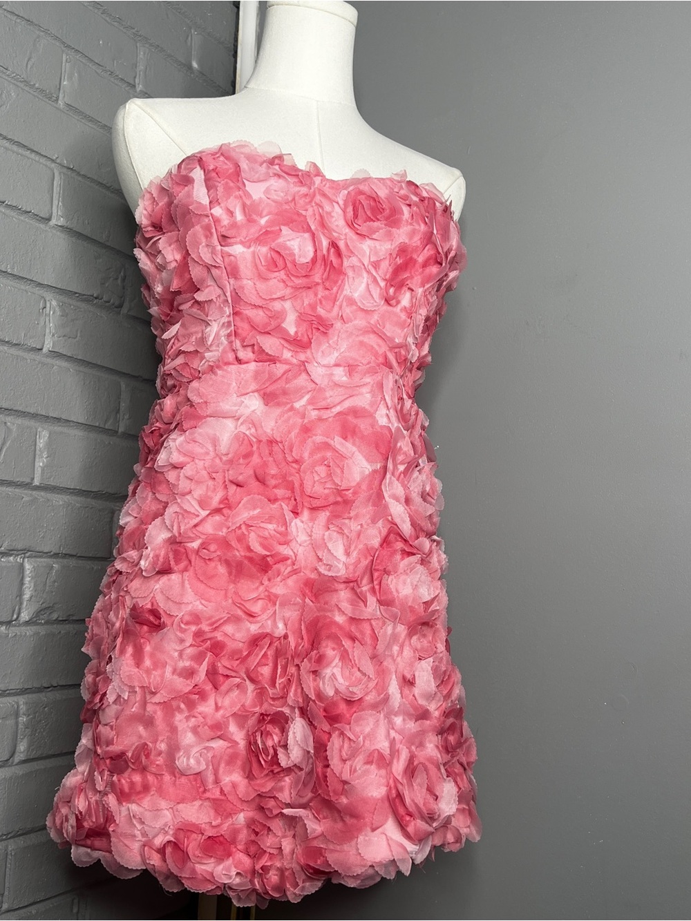 Selfie Leslie Strapless Rose-Embellished Pink Mini Dress - Picture 9 of 16